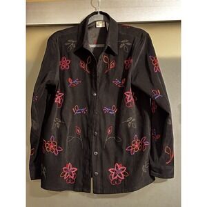 Koret Size Women's Size Small With Black With Embroidered Flowers